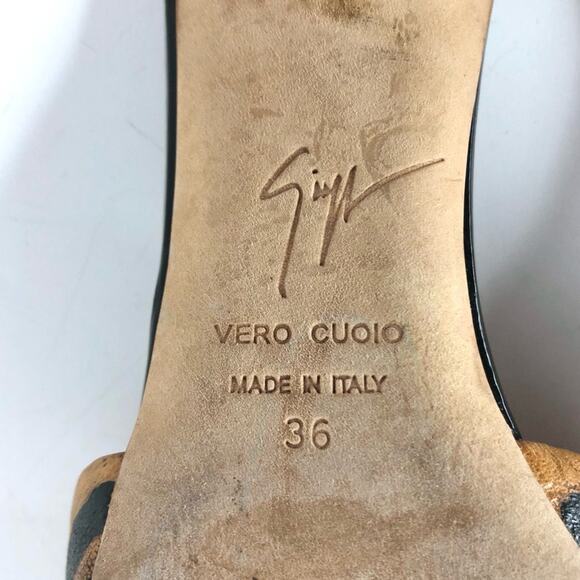 Giuseppe Zanotti Retro Vintage Animal Print Slip On Heeled Mules Sandals 36 - Picture 10 of 11